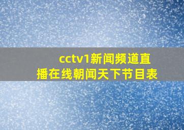 cctv1新闻频道直播在线朝闻天下节目表