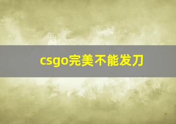 csgo完美不能发刀