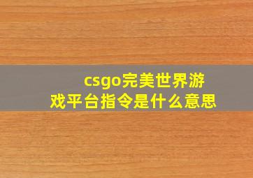 csgo完美世界游戏平台指令是什么意思