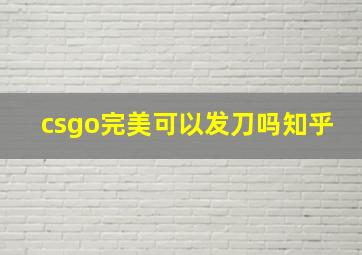 csgo完美可以发刀吗知乎