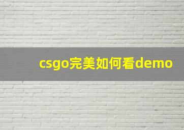 csgo完美如何看demo