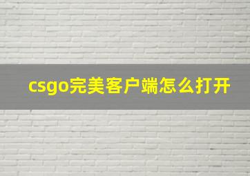 csgo完美客户端怎么打开