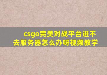 csgo完美对战平台进不去服务器怎么办呀视频教学