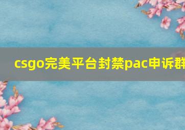 csgo完美平台封禁pac申诉群