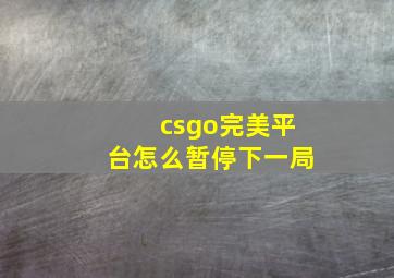 csgo完美平台怎么暂停下一局