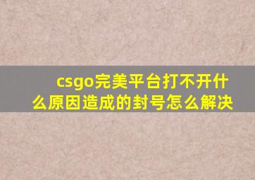 csgo完美平台打不开什么原因造成的封号怎么解决