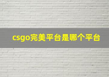 csgo完美平台是哪个平台