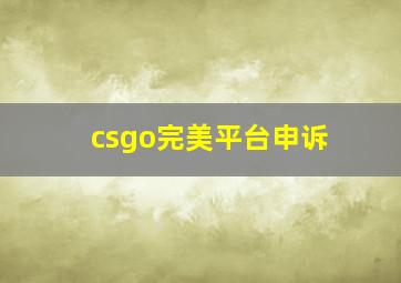 csgo完美平台申诉