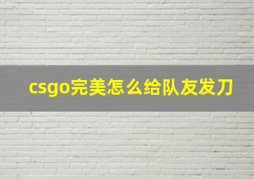 csgo完美怎么给队友发刀