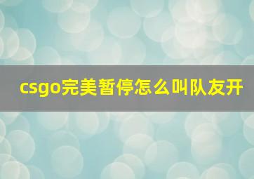 csgo完美暂停怎么叫队友开