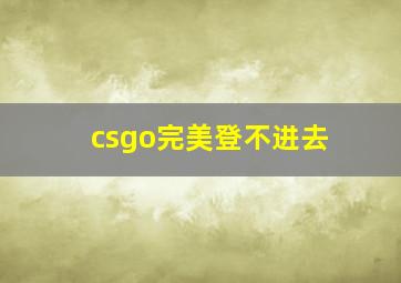 csgo完美登不进去