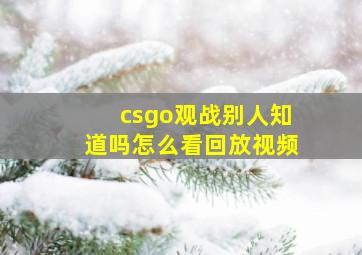 csgo观战别人知道吗怎么看回放视频