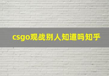 csgo观战别人知道吗知乎