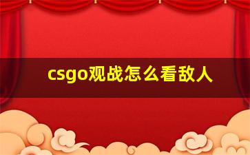 csgo观战怎么看敌人