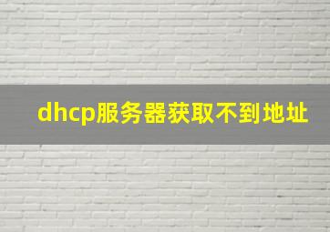 dhcp服务器获取不到地址