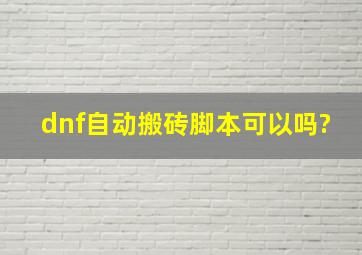 dnf自动搬砖脚本可以吗?