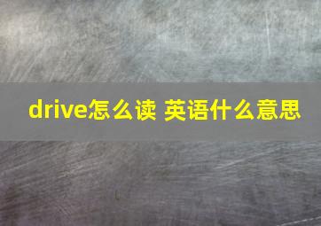 drive怎么读 英语什么意思