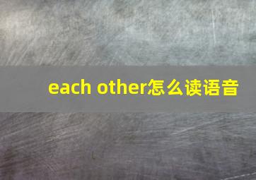 each other怎么读语音