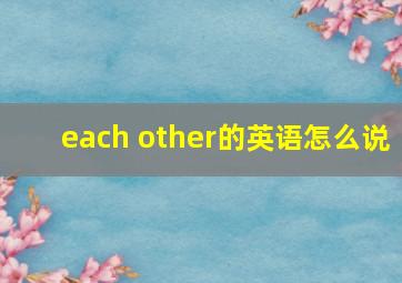 each other的英语怎么说