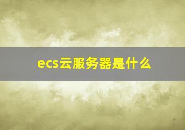 ecs云服务器是什么