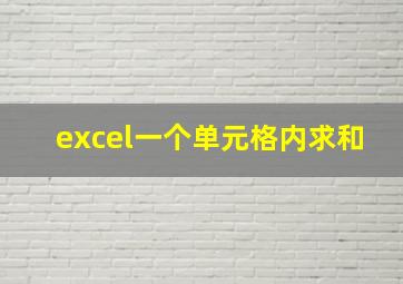 excel一个单元格内求和