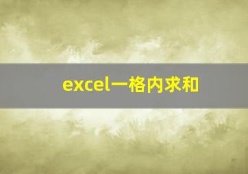 excel一格内求和