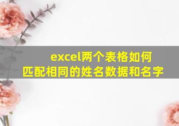 excel两个表格如何匹配相同的姓名数据和名字