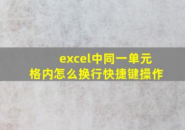 excel中同一单元格内怎么换行快捷键操作