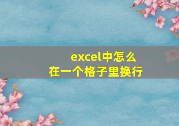 excel中怎么在一个格子里换行