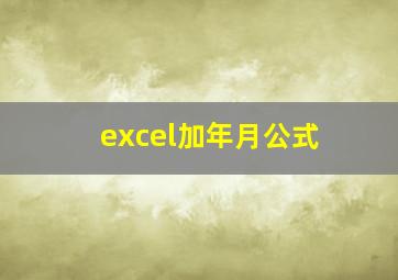 excel加年月公式