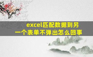 excel匹配数据到另一个表单不弹出怎么回事