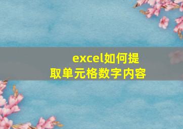 excel如何提取单元格数字内容