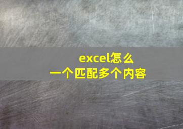 excel怎么一个匹配多个内容