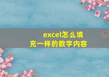 excel怎么填充一样的数字内容