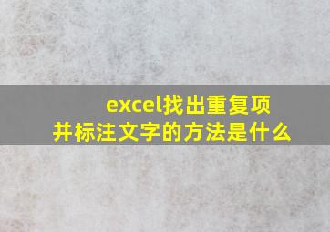 excel找出重复项并标注文字的方法是什么