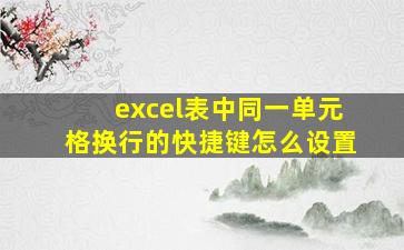 excel表中同一单元格换行的快捷键怎么设置