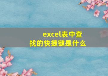 excel表中查找的快捷键是什么