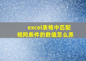 excel表格中匹配相同条件的数值怎么弄