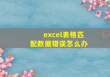 excel表格匹配数据错误怎么办