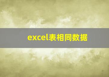 excel表相同数据