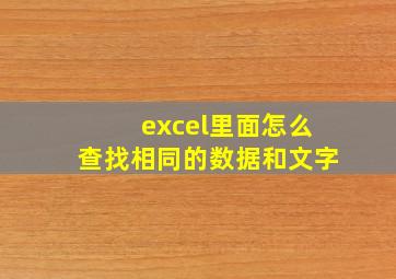 excel里面怎么查找相同的数据和文字