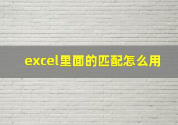 excel里面的匹配怎么用