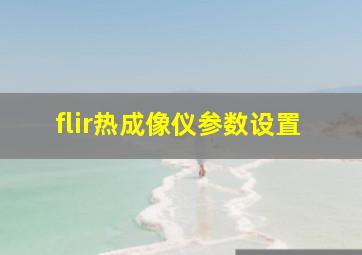 flir热成像仪参数设置