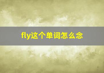 fly这个单词怎么念