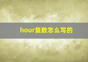 hour复数怎么写的