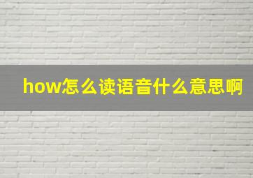 how怎么读语音什么意思啊