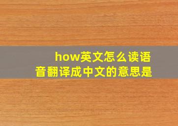 how英文怎么读语音翻译成中文的意思是