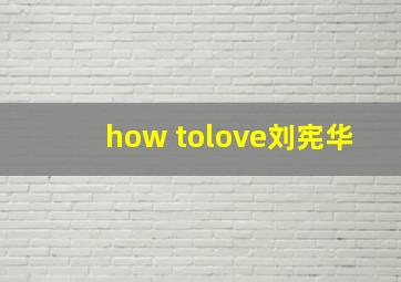 how tolove刘宪华