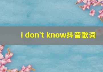 i don't know抖音歌词