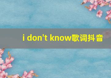 i don't know歌词抖音